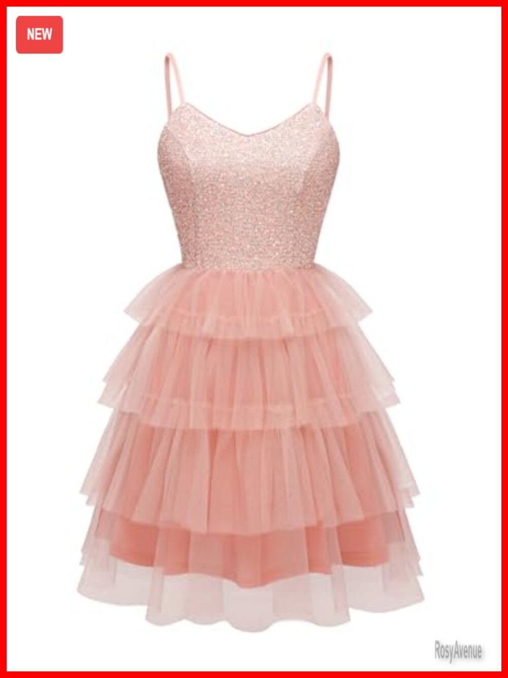 Spaghetti Strap Sequin Glitter Tulle Mini Prom Cocktail Dress